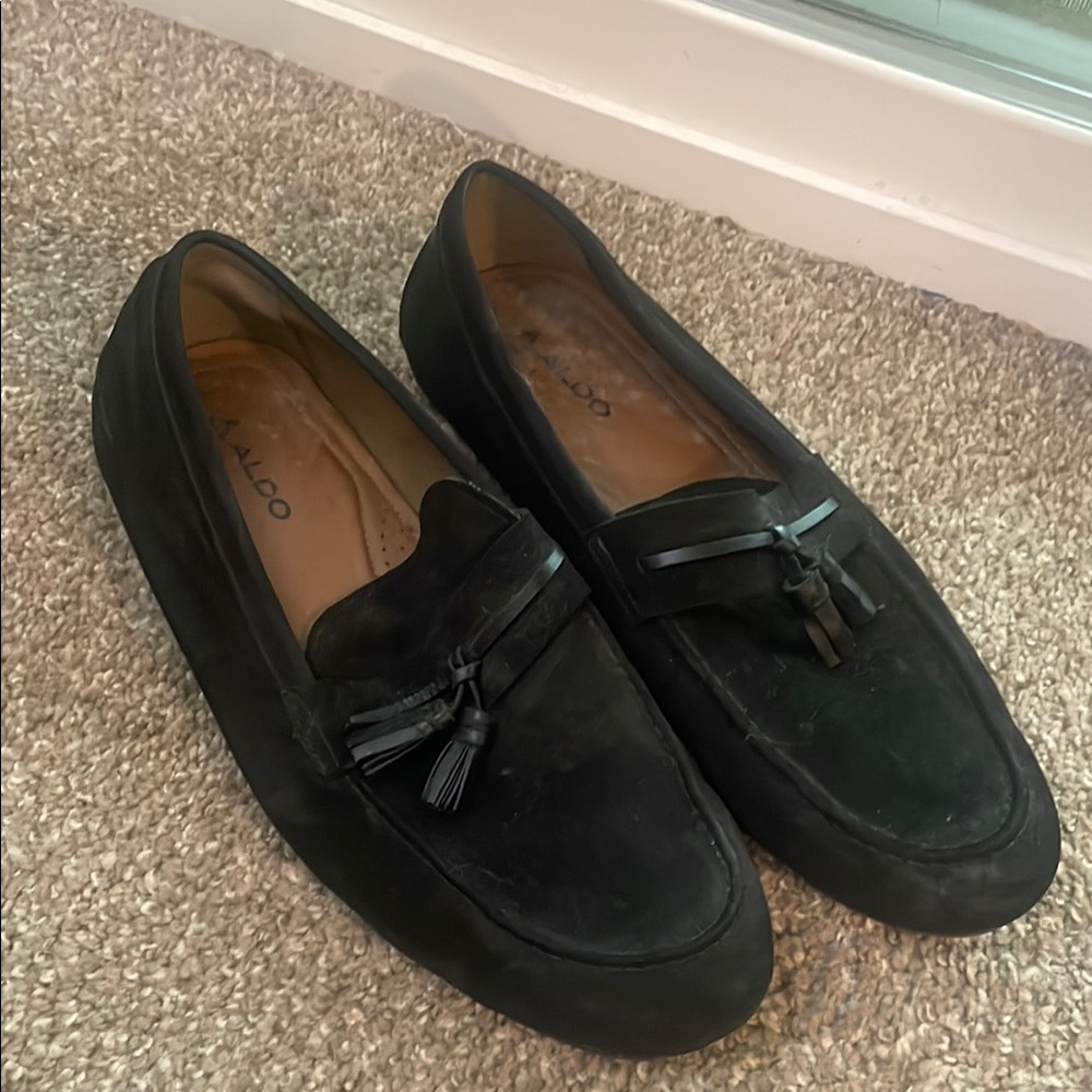 Aldo Black Leather Slip-On Loafers